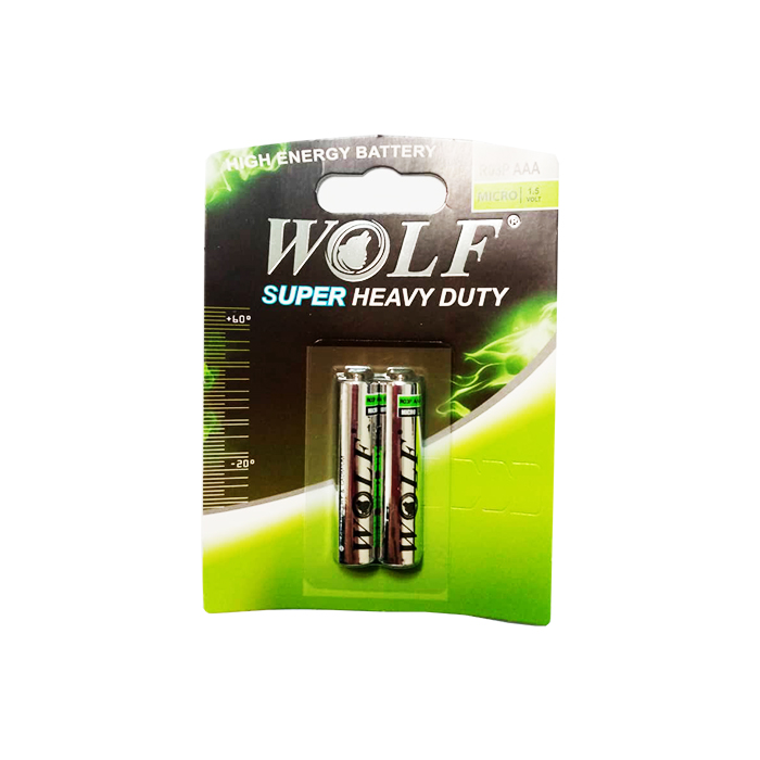 باتری نیم قلم 2تایی  WOLF SUPER HEAVY DUTY