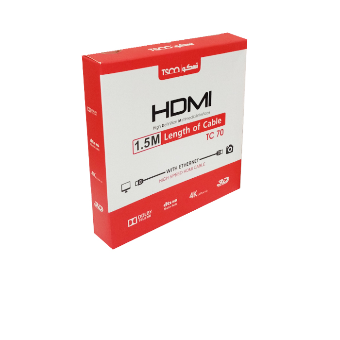 کابل HDMI فلت 1.5 متر تسکو 4K مدل TC70