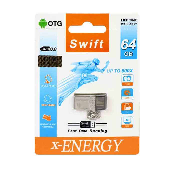 OTG فلشUSB3.0 x-ENERGY مدل SWIFT ظرفیت 64G 