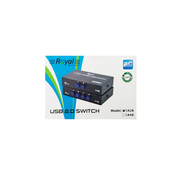 دیتا سوییچ پرینتر 2 پورت رویال مدل Royal 1A2B USB Switch 